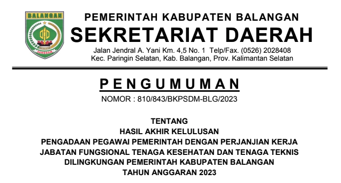 Hasil Akhir Kelulusan PPPK 2023 JF Kesehatan Dan Teknis