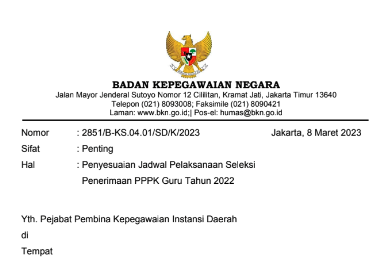Penyesuaian Jadwal Seleksi PPPK Guru Tahun 2022